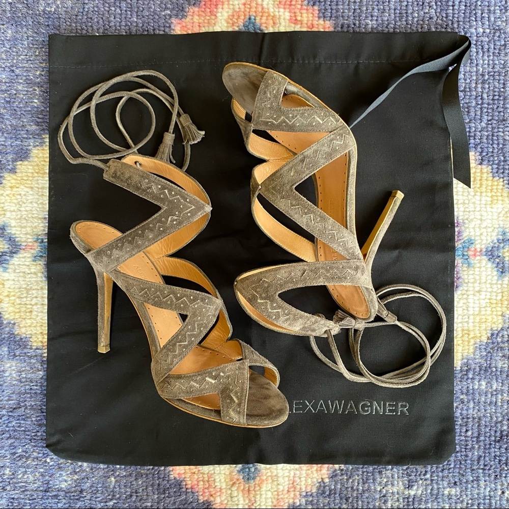 Alexa Wagner grey suede stiletto heels made in Italy, gently used